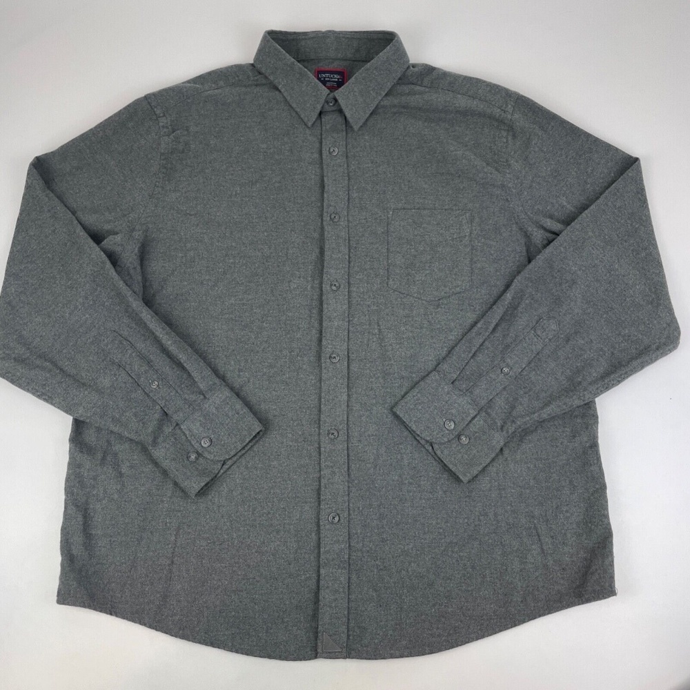 UNTUCKit Men's Size 2XL Sherwood Flannel Shirt Solid Gray Brushed Cotton *Defect